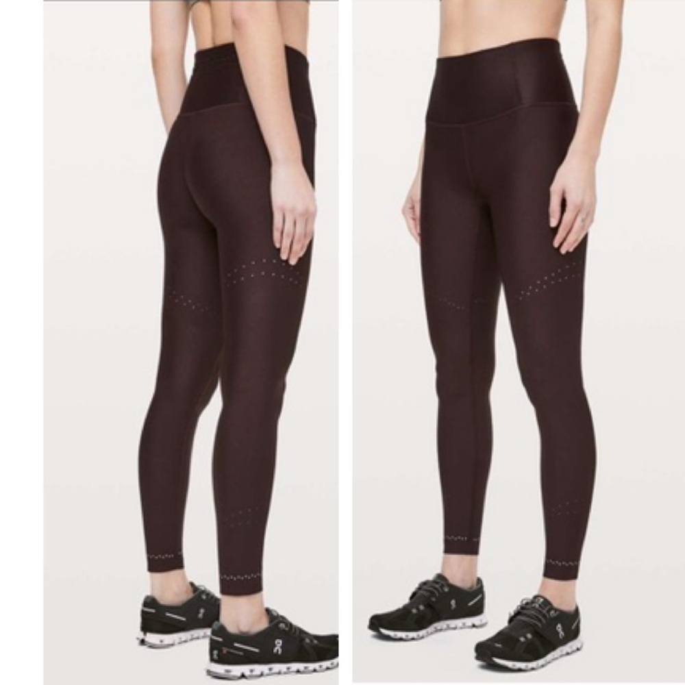 Lululemon Zoned In Tight 27" Plum Shadow Pant Seamless Lightweight Mesh Stretch